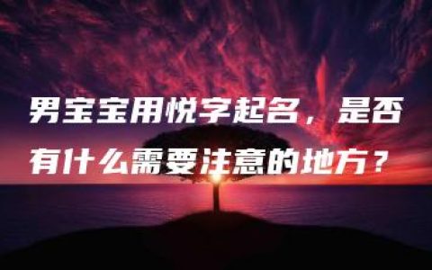 男宝宝用悦字起名，是否有什么需要注意的地方？