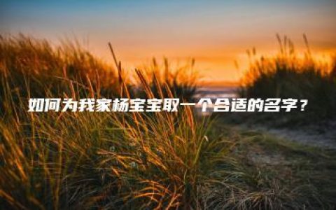 如何为我家杨宝宝取一个合适的名字？