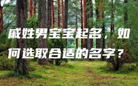 戚姓男宝宝起名，如何选取合适的名字？