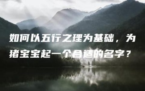 如何以五行之理为基础，为猪宝宝起一个合适的名字？