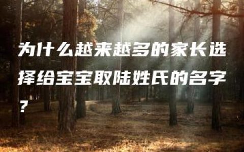 为什么越来越多的家长选择给宝宝取陆姓氏的名字？