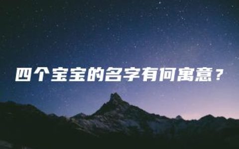 四个宝宝的名字有何寓意？