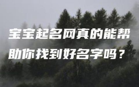 宝宝起名网真的能帮助你找到好名字吗？