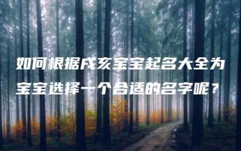 如何根据戌亥宝宝起名大全为宝宝选择一个合适的名字呢？