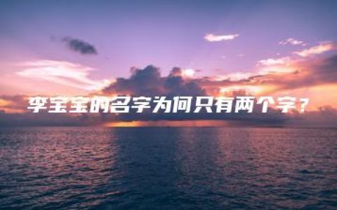 李宝宝的名字为何只有两个字？