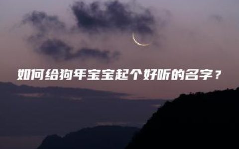 如何给狗年宝宝起个好听的名字？