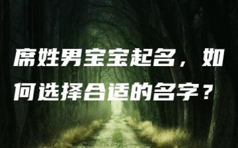 席姓男宝宝起名，如何选择合适的名字？