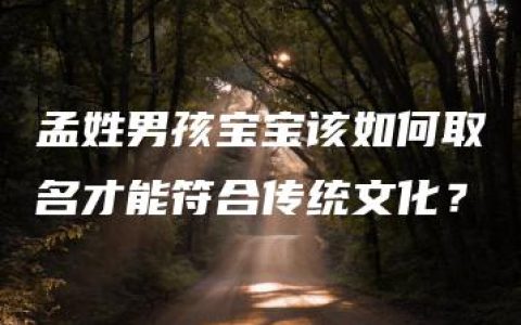 孟姓男孩宝宝该如何取名才能符合传统文化？