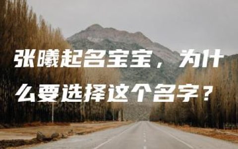 张曦起名宝宝，为什么要选择这个名字？