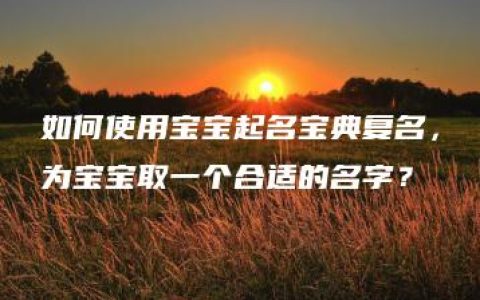 如何使用宝宝起名宝典复名，为宝宝取一个合适的名字？