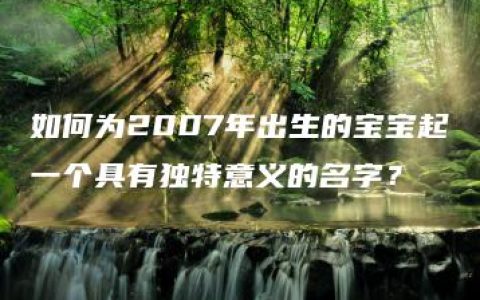 如何为2007年出生的宝宝起一个具有独特意义的名字？