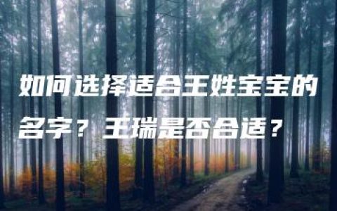 如何选择适合王姓宝宝的名字？王瑞是否合适？