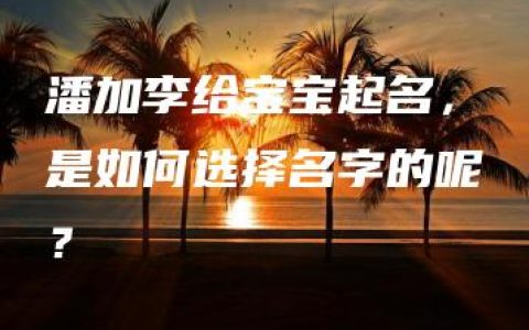 潘加李给宝宝起名，是如何选择名字的呢？