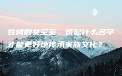 姓梅的女宝宝，该起什么名字才能更好地传承家族文化？