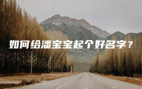 如何给潘宝宝起个好名字？