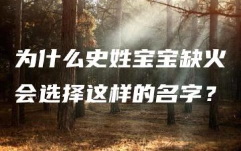 为什么史姓宝宝缺火会选择这样的名字？