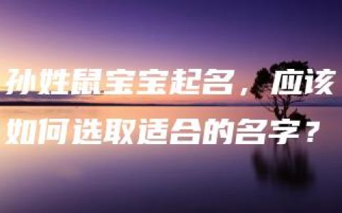 孙姓鼠宝宝起名，应该如何选取适合的名字？