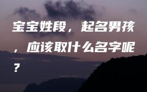 宝宝姓段，起名男孩，应该取什么名字呢？