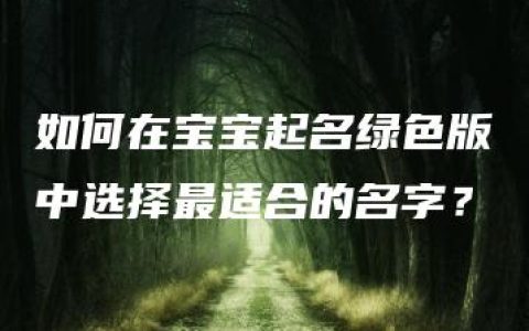 如何在宝宝起名绿色版中选择最适合的名字？