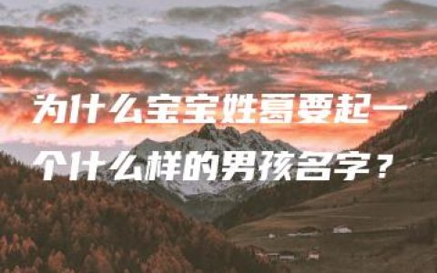 为什么宝宝姓葛要起一个什么样的男孩名字？