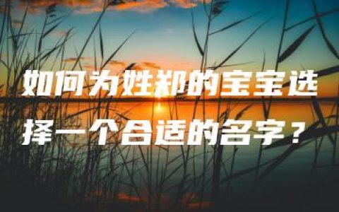 如何为姓郑的宝宝选择一个合适的名字？