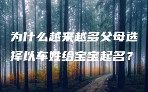 为什么越来越多父母选择以车姓给宝宝起名？