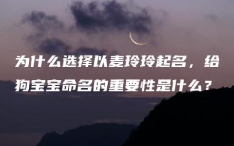 为什么选择以麦玲玲起名，给狗宝宝命名的重要性是什么？