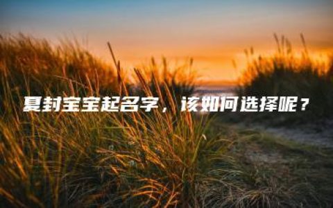 夏封宝宝起名字，该如何选择呢？