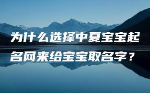 为什么选择中夏宝宝起名网来给宝宝取名字？