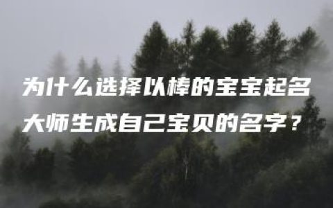 为什么选择以棒的宝宝起名大师生成自己宝贝的名字？