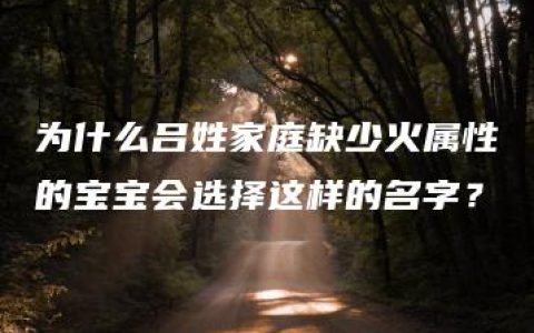 为什么吕姓家庭缺少火属性的宝宝会选择这样的名字？