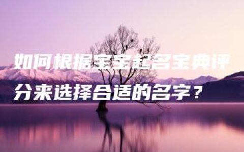 如何根据宝宝起名宝典评分来选择合适的名字？