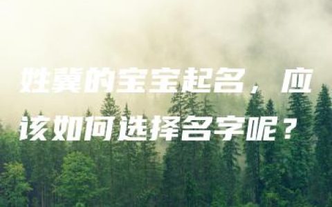 姓冀的宝宝起名，应该如何选择名字呢？