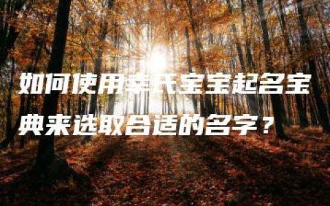 如何使用幸氏宝宝起名宝典来选取合适的名字？