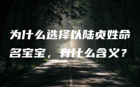 为什么选择以陆贞姓命名宝宝，有什么含义？