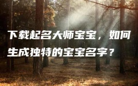 下载起名大师宝宝，如何生成独特的宝宝名字？