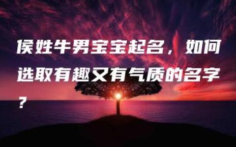 侯姓牛男宝宝起名，如何选取有趣又有气质的名字？