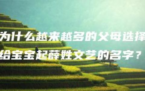 为什么越来越多的父母选择给宝宝起薛姓文艺的名字？