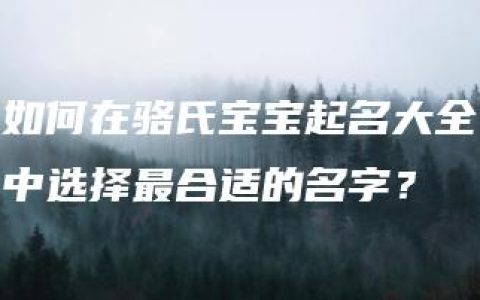 如何在骆氏宝宝起名大全中选择最合适的名字？