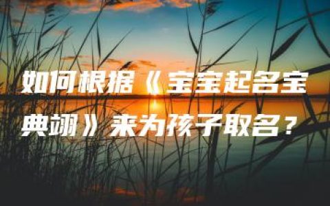 如何根据《宝宝起名宝典翊》来为孩子取名？