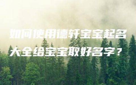 如何使用德轩宝宝起名大全给宝宝取好名字？