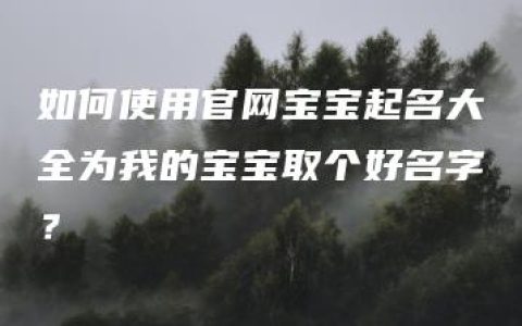 如何使用官网宝宝起名大全为我的宝宝取个好名字？