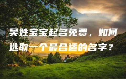 吴姓宝宝起名免费，如何选取一个最合适的名字？