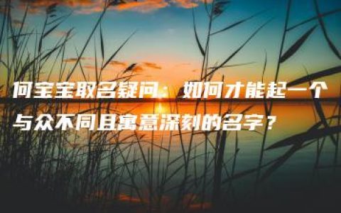 何宝宝取名疑问：如何才能起一个与众不同且寓意深刻的名字？