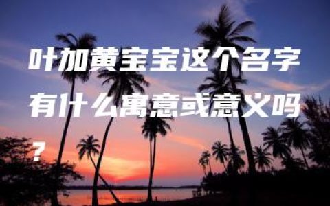 叶加黄宝宝这个名字有什么寓意或意义吗？