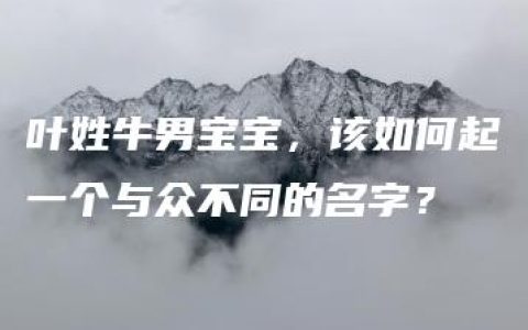 叶姓牛男宝宝，该如何起一个与众不同的名字？