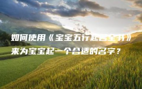 如何使用《宝宝五行起名全书》来为宝宝起一个合适的名字？