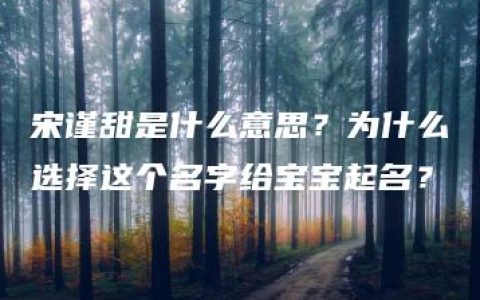 宋谨甜是什么意思？为什么选择这个名字给宝宝起名？