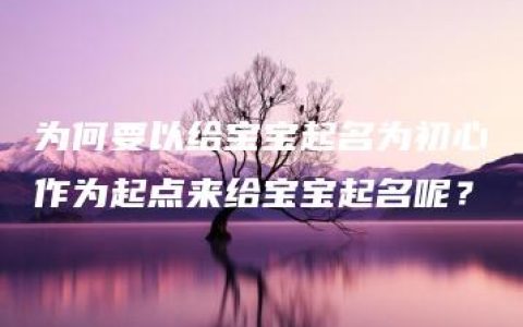 为何要以给宝宝起名为初心作为起点来给宝宝起名呢？