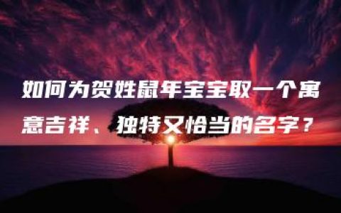 如何为贺姓鼠年宝宝取一个寓意吉祥、独特又恰当的名字？